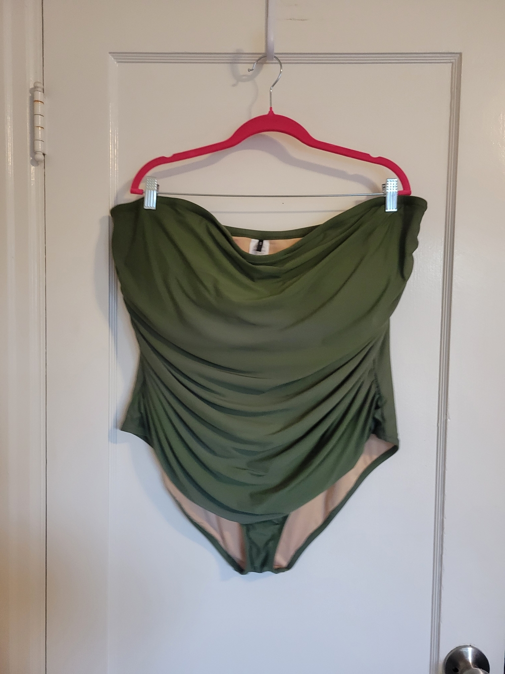 J.Crew Ruched Bandeau Dark Green One Piece Swim suit Size 24